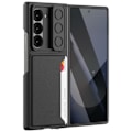 Miniatyrbillede 1 af 5: AVIZAR semi-stift etui til Samsung Galaxy Z Fold 6 med kortholder og sort hærdet glas Svart