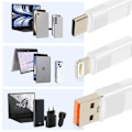 Miniatyrbillede 4 af 5: USB til Lightning + 2 USB-C kabel - LINQ - 60W hurtig opladning - Længde 1,2m - Hvid Vit