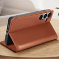 Miniatyrbillede 4 af 6: Ægte læderetui til Samsung Galaxy S24 Plus med kortholder - lysebrun kastanj