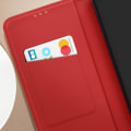 Miniatyrbillede 3 af 6: Etui til Samsung Galaxy S24 Plus i ægte læder med kortholder rød - AVIZAR - Stiv - Glat - Blandet Röd