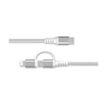 Miniatyrbillede 1 af 3: 2-i-1 USB-C/Lightning MFi Kabel til USB-C 3A PD 60W Forstærket 1,2m Power Force Hvid