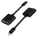 Ljud- och laddningsadapter - HL-096 - iPhone - Lightning - Jack 3.5mm - Svart