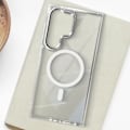 Miniatyrbillede 4 af 6: AVIZAR hårdt etui til Samsung S24 Ultra - Sølv metallisk omrids - MagSafe kompatibel Grå