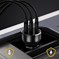 Miniatyrbillede 4 af 5: Lighteroplader 78W Dobbelt USB-C + USB Hurtigopladning Kompakt Inkax Sort Svart