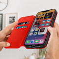 Miniatyrbild 3 av 5: iPhone 14 Plus folioskal - AVIZAR - Röd - Korthållarflik - Videostödsfunktion Röd