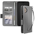 Miniatyrbillede 1 af 5: Etui med klap til Galaxy XCover 7 Pro, håndledsrem, støttende pung, grå Grå