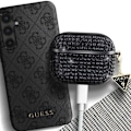 Miniatyrbillede 4 af 5: Glitrende Cover til AirPods 3 med Charm med 4G Triangle Guess Logo i Sort Svart