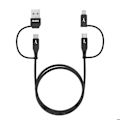 Miniatyrbillede 2 af 5: 4-i-1 USB-C og USB til USB-C og Lightning Opladning 20W 1m Akashi Sort Svart