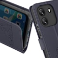 Pikkukuva 4 / 5: Kotelo Blackview Wave 6C:lle - AVIZAR - Kissakuvio - Lompakko ja teline - Midnight Blue Blå