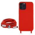 Pikkukuva 2 / 5: AVIZAR iPhone 14 Pro Max puolijäykkä kotelo kaulanauhalla 80cm punainen Röd