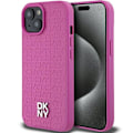 Miniatyrbild 1 av 6: iPhone 15-fodral - DKNY Lädermönster Metallogo MagSafe (DKHMP15SPSHRPSP) - Rosa rosa