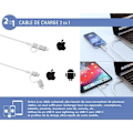 Miniatyrbillede 3 af 3: 2-i-1 USB-C/Lightning MFi Kabel til USB-C 3A PD 60W Forstærket 1,2m Power Force Hvid