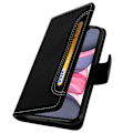 Miniatyrbillede 2 af 4: Hus - AVIZAR - iPhone 11 - Folio Tegnebog Etui - Øko-læder - Sort - Støttefunktion Svart