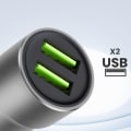 Miniatyrbillede 4 af 6: Cigarettænder Biloplader Dual USB Output 12W LinQ Sølv Grå