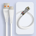 Miniatyrbillede 4 af 6: USB kabel til USB-C - LinQ - 1m - Hurtigopladning 3A - Synchronisering - Hvid Silikone Vit