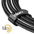 Miniatyrbillede 5 af 5: USB 3 i 1 kabel til USB-C / Micro-USB / Lightning, vævet 1.2m Inkax Sort Svart