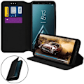 Miniatyrbillede 1 af 4: Etui til Samsung Galaxy A6 - Folio cover - Øko-læder - Sort - Stativfunktion - Kortholder Svart