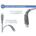 Miniatyrbillede 3 af 4: Ultra-forstærket USB A/USB C-kabel 2m 3A Livstidsgaranti Grå - 100 % genbrugsplast Force Power
