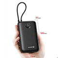 Pikkukuva 5 / 5: 30000mAh Ulkoinen Akun Taulu USB-C ja Lightning Kaapelit Sisäänrakennettu LED-näyttö Swissten Musta Svart