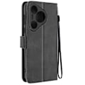 Miniatyrbillede 1 af 5: Etui til Huawei Pura 70 Håndledsrem Flip Wallet Stand Sort Svart