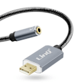 Miniatyrbillede 2 af 4: Audioadapter - LinQ - U3530 - USB til Jack 3.5mm - Lyd- og mikrofonfunktion - Grå