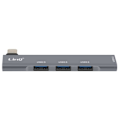 Pikkukuva 2 / 6: 4 in 1 USB C HUB -sovitin, jossa 3 x USB 2.0 ja 1 x USB 3.0 5 Gbps OTG LinQ Silver
