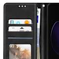 Miniatyrbillede 4 af 5: Étui til Oppo Reno 13 F og 13 FS med håndledsrem, klap, støtte, tegnebog, sort Svart