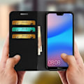 Miniatyrbild 3 av 4: Huawei P20 Lite Fodral - AVIZAR - Plånboksfodral i läder - Svart - Videostöd - 3 kortplatser Svart