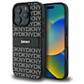 Miniatyrbillede 2 af 6: iPhone 16 Pro Cover - DKNY Læder Hardcase Struktur Mønster Tonal Stribe (DKHCP16LPRTHSLK) - Noir svart