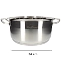 Miniatyrbillede 4 af 5: Lagerpotte - Cheffinger - 34 cm - Rustfrit stål - Låg medfølger - Ergonomiske håndtag Grå