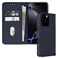 Miniatyrbild 1 av 5: iPhone 16 Pro Max-fodral - AVIZAR - Plånboksficka - Videostöd - Mörkblå - Veganskt läder Blå