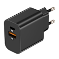 Miniatyrbillede 1 af 5: USB-C + USB 15W Hurtiglader Kompakt Akashi Sort Svart