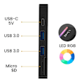 Miniatyrbillede 4 af 4: USB Hub - LinQ - SSD Hard Disk Drive - 2 USB Ports - TF Card Reader - Black