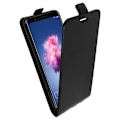 Miniatyrbillede 1 af 4: Etui Huawei P Smart - AVIZAR - Hætteklap i vertikal stil - Silikone gel - Øko-læder - Sort Svart