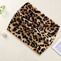 Miniatyrbillede 3 af 3: Bandeau Turban til Hår i Blødt Trykt Leopardprint, Fino Kaffe Brun kastanj