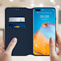 Miniatyrbillede 3 af 4: Housse - AVIZAR - Huawei P40 Pro - Folio Wallet Cover - Øko-læder - Indbygget st støtte - Blå Blå
