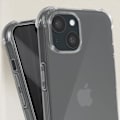 Pikkukuva 4 / 6: Kotelo iPhone 15 Plus AVIZAR -puhelimelle - Iskunkestävät vahvistetut kulmat + 9H läpinäkyvä karkaistu lasi Transparent