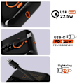 Miniatyrbillede 3 af 5: Powerbank 15000mAh USB-port 22,5W USB-C og Lightning-kabler LinQ LED-skærm Sort
