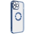 Miniatyrbillede 2 af 5: iPhone 14 Pro Silikone Cover Camera Block Transparent Cover Blå Chrome Contour Klarblå