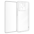 Pikkukuva 1 / 6: AVIZAR kotelo Xiaomi 13T ja 13T Pro -puhelimille - Silikonigeeli ja 9H karkaistu lasi - musta Svart