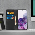 Miniatyrbild 3 av 4: Étui Folio - AVIZAR - Galaxy S20 - Äkta läder - Videostöd - Kortfack Svart