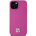 Miniatyrbild 6 av 6: iPhone 15-fodral - DKNY Lädermönster Metallogo MagSafe (DKHMP15SPSHRPSP) - Rosa rosa