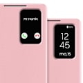 Pikkukuva 5 / 6: Nahkakotelo Galaxy S25 Ultra -näyttöikkunalla ja korttipaikalla, Vaaleanpunainen Rosa