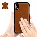 Miniatyrbillede 4 af 6: Coque Apple iPhone X / XS Beskyttelse Hård Ægte Læder Akashi Camel kastanj