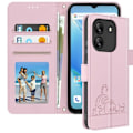 Miniatyrbild 2 av 5: Fodral för Blackview Wave 6C Cat Pattern Flip Wallet och Stand Powder Pink Rosa