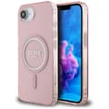Coque Guess IML Glitter Circle MagSafe för iPhone 16e - Rosa Rosa