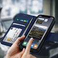 Miniatyrbild 3 av 4: Apple iPhone 11 Läderfodral Korthållare Premium Stativ Funktion Midnattsblå Blå Midnattsblå