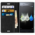Miniatyrbillede 3 af 4: Etui Portefeuille - AVIZAR - Xperia XZ Premium - Læder Sort - Ståfunktion - 3 Kortfag Svart