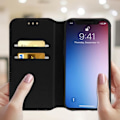 Miniatyrbild 2 av 4: Housse iPhone 11 Pro - AVIZAR - Fodral Folio Plånbok - Ekologiskt Läder Svart - Stödfunktion Svart