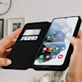 Miniatyrbillede 3 af 4: Hülle für Samsung Galaxy S21 FE - AVIZAR - Geldbörsenfunktion mit Video-Ständer - Schwarz svart